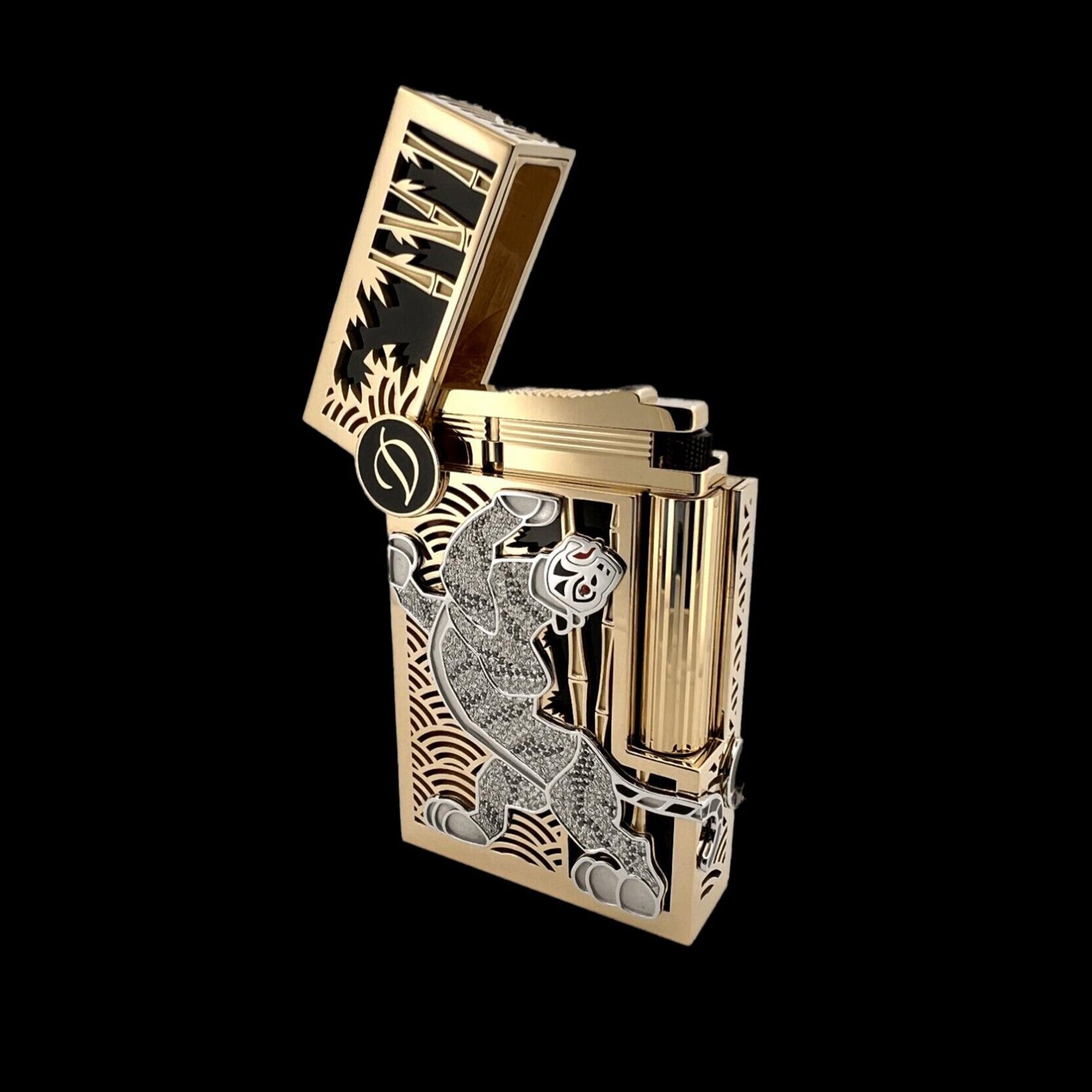 HIGH JEWELRY TIGER 016329 White Tiger Diamond Luxury Lighter - ST. Dupont Paris | CSC Cigars