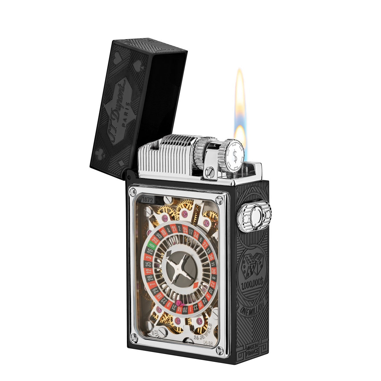 CASINO 016358BL Pocket Complication Black Lacquer Luxury Lighter - ST Dupont Paris | CSC Cigars