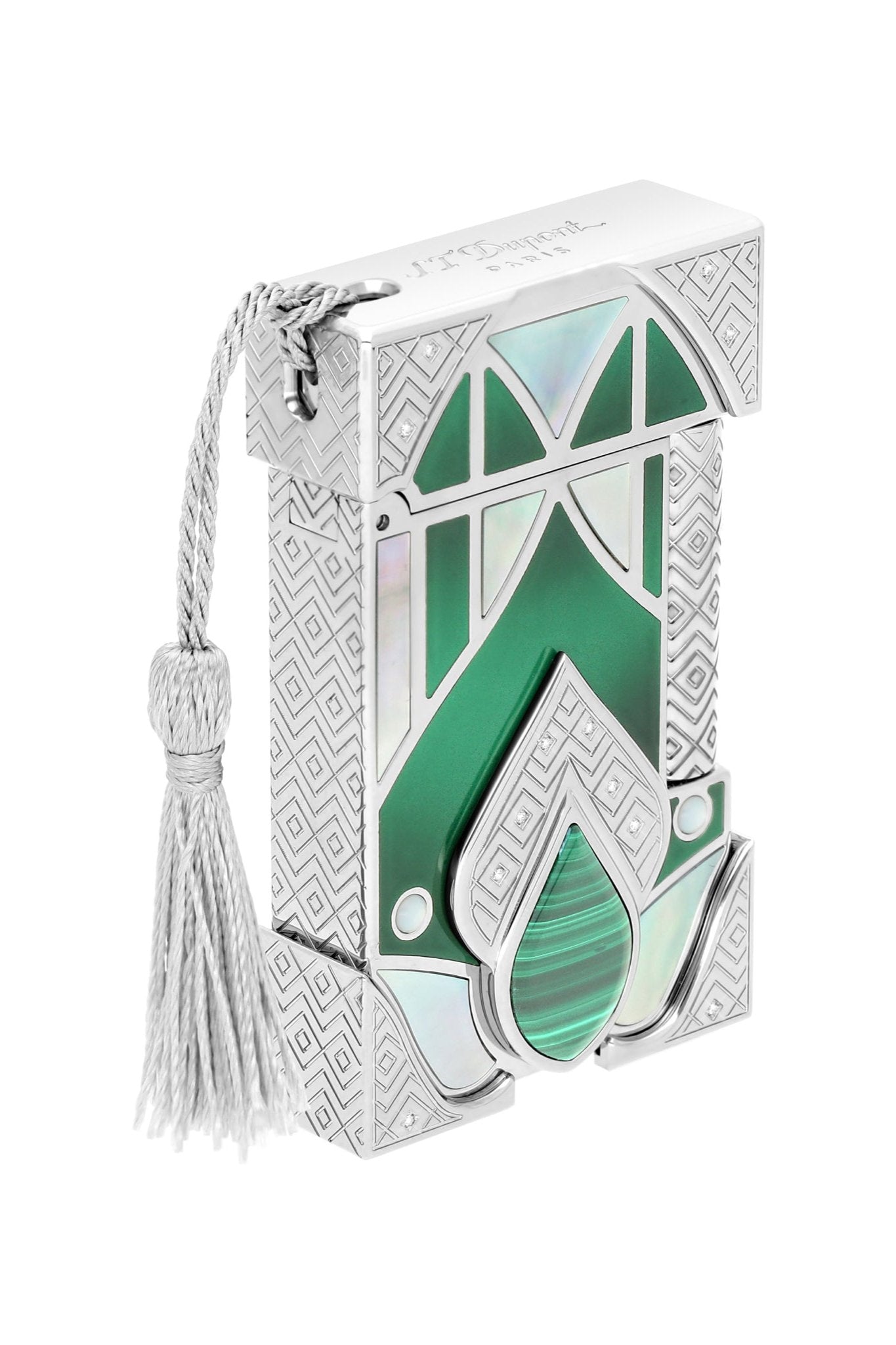 HIGH JEWELRY 016389 Maharaja Emerald Ruby White Gold Luxury Lighter - ST Dupont Paris | CSC Cigars