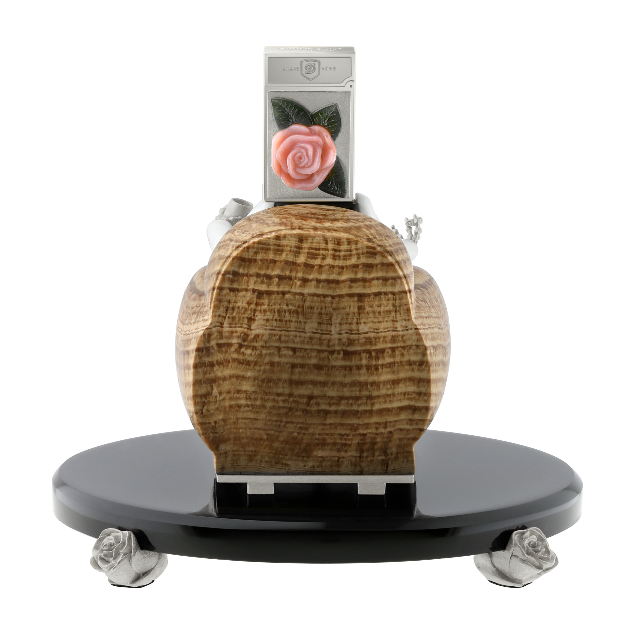 TATTOO 016659PAL Skull & Rose Palladium Gemstone Luxury Lighter - S.T. Dupont Paris | CSC Cigars
