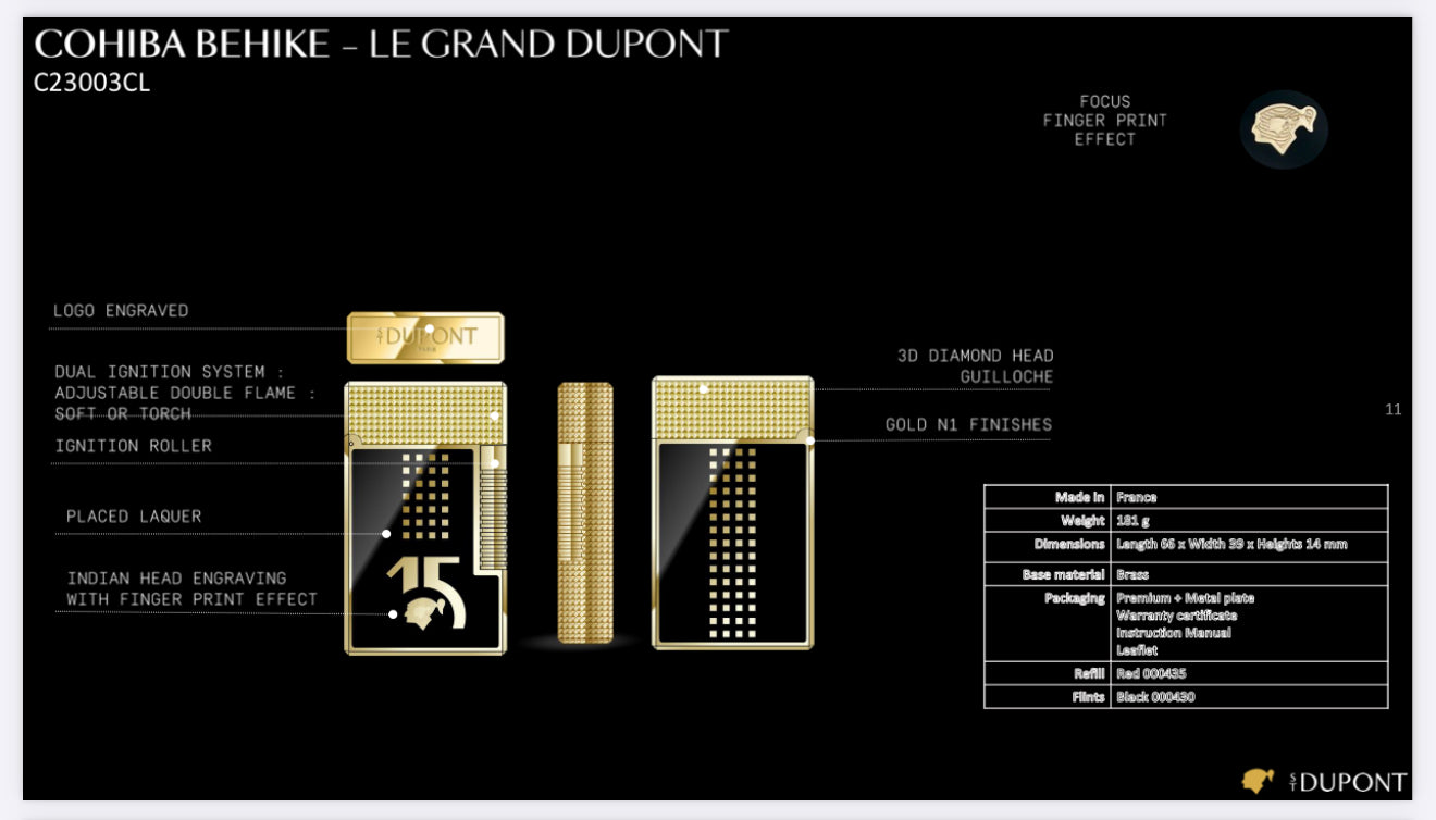 LE GRAND C23003CL - S.T.Dupont Feuerzeug Cohiba Behike 15 Jahre Jubiläum | CSC Cigars