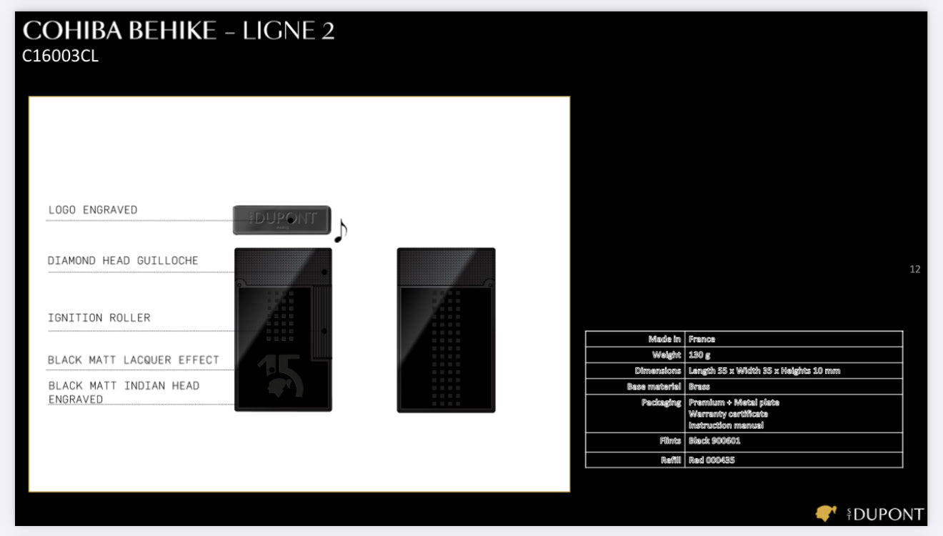 LIGNE 2 C16003CL - ST Dupont Lighter Cohiba Behike 15th Anniversary | CSC Cigars