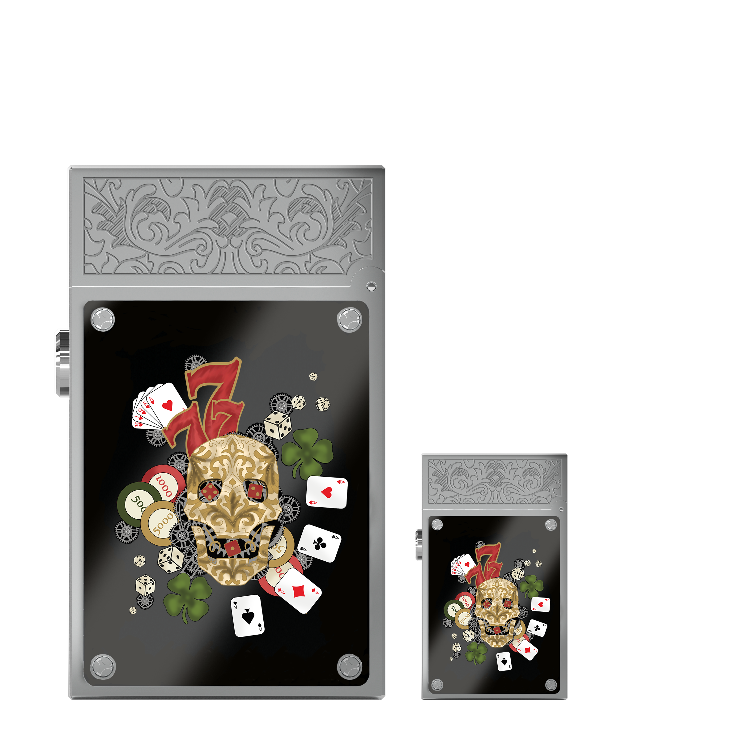 LUCKY SKULL H16005PHL Pocket Complication Luxury Lighter - ST Dupont Paris | CSC Cigars