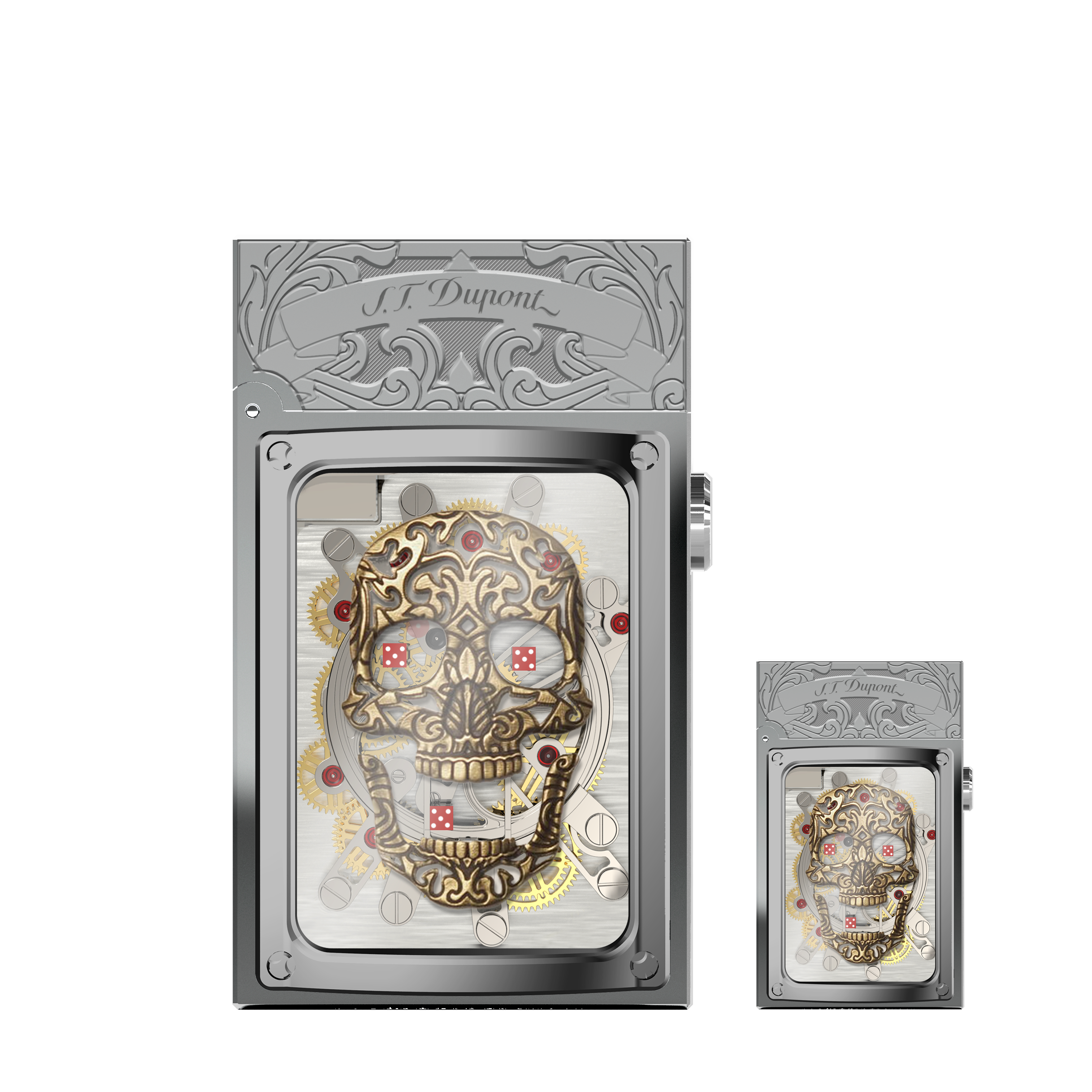 LUCKY SKULL H16005PHL Pocket Complication Luxury Lighter - ST Dupont Paris | CSC Cigars