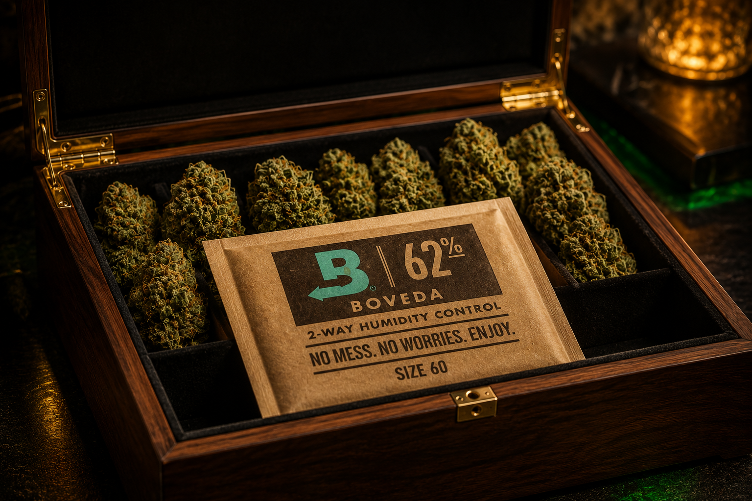 Boveda 62 % Größe 60 – 2-Wege-Feuchtigkeitsregulierung für Kräuter & Cannabis