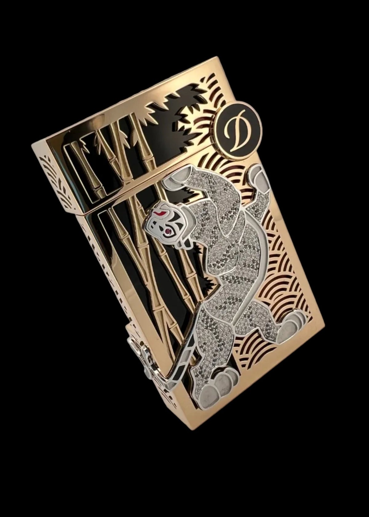 HIGH JEWELRY TIGER 016329 White Tiger Diamond Luxury Lighter - ST. Dupont Paris | CSC Cigars