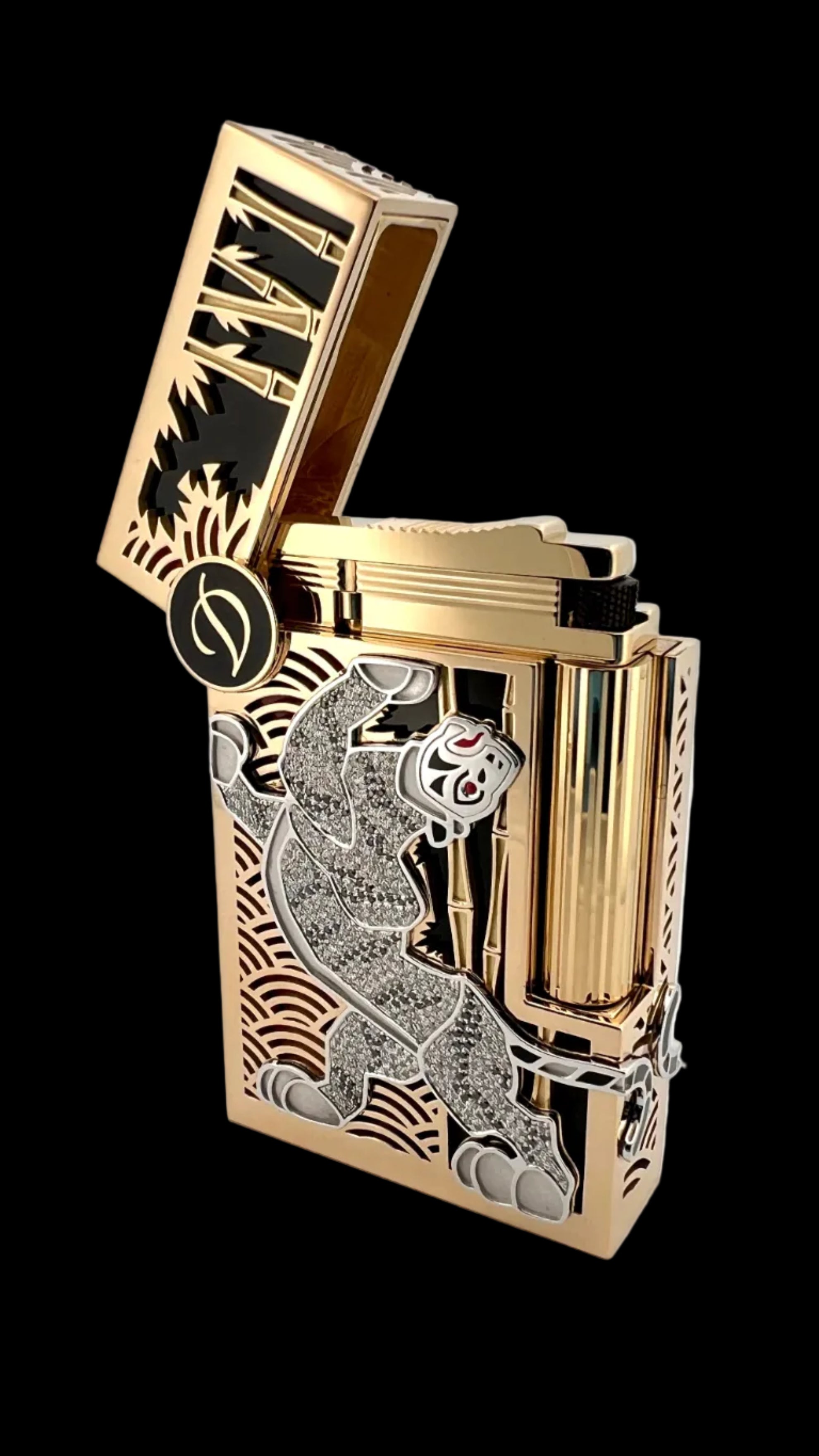 HIGH JEWELRY TIGER 016329 Weißer Tiger Diamant Luxus-Feuerzeug - S.T. Dupont Paris | CSC Cigars